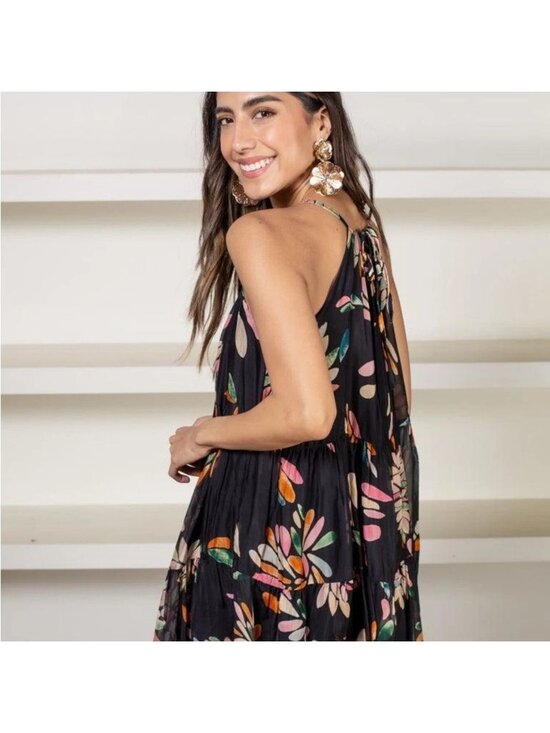 FRNCH Dresses & Skirts - FRNCH Mona Arianna Silk-Blend Mini Tiered Halter Dress Anthropologie Medium